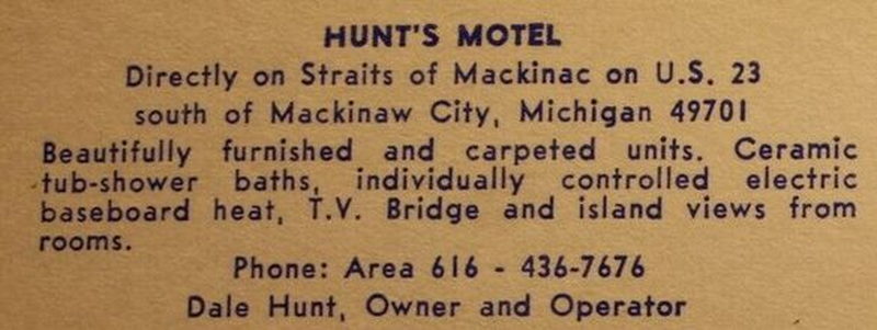 Northwinds Motel (Hunts Motel) - Vintage Postcard Hunts